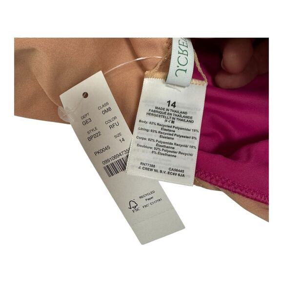 J. Crew Radiant Fuchsia Ruffle Roushing One Piece Swimsuit Size 20 - Picture 4 of 10